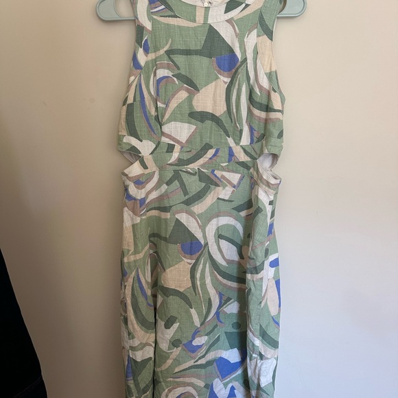 Nine West Green and Blue Abstract Midi Dress - Picture 1 of 5